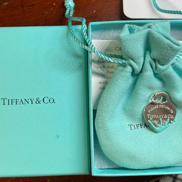 Tiffany & Co. RTT Enamel Splash Heart NWT 925 silver Tiffany Blue RETIRED - Picture 7 of 9